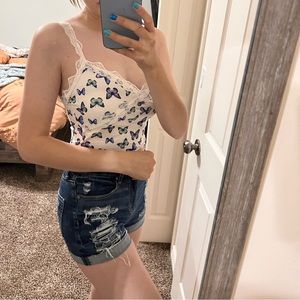 Butterfly lace detail crop top